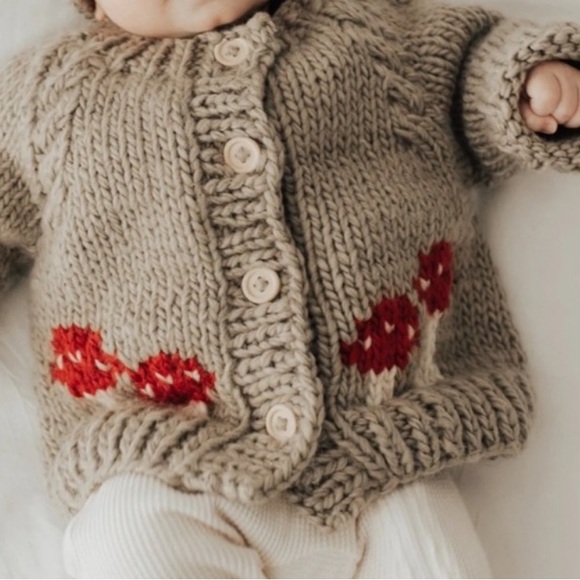 Huggalugs Mushroom Natural Cardigan Sweater Baby & Toddler main image 1